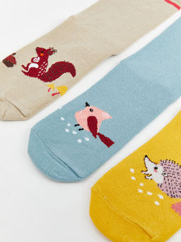 Desenli K?z ?ocuk Soket ?orap 3l? - Waikiki фото 3