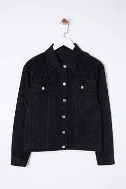 Siyah Tasl? Aksesuar Detayl? Denim Ceket TWOSS25CE00002 - Trendyolmilla фото 6