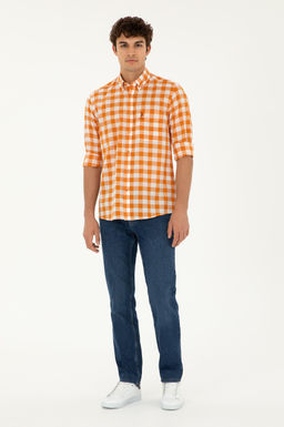 Мужская рубашка с длинным рукавом кирпичного цвета - U.s. polo assn фото 4