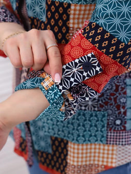 IV-CAPRIZ Пэчворк - рубашка бирюза фото 7