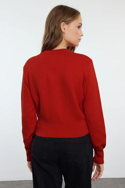 TRENDYOLMILLA Siyah Premium Iplik/Ozel Iplik Crop Gul Dugme Detayl? Ceket Gorunumlu Triko H?rka TWOAW25HI00110 фото 10