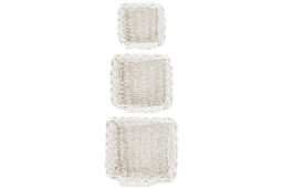 Набор 3 плетеных корзинок 19*19*23 см Flower с ручкой, белый - Elan gallery фото 6