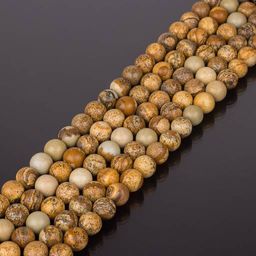 Бусины для рукоделия из Яшмы песочной (58 бусин) 38 см