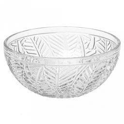 "Листья" Салатник стеклянный 350мл д12,5см h5,7см, рельефное, прозрачное стекло (Китай)