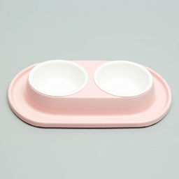 Миска для животных Мур-мяу 0,3л двойная на подставке, розовая - Пижон фото 4