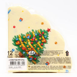 Цена за 2 шт. Салфетки бумажные круглые Новогодняя ель, 3 слоя, d=32 см, 12 шт.