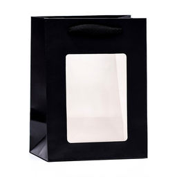 Пакет подарочный, с окном, 20×15×10 см, чёрный