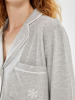 G?mlek Yaka Nak??l? Hamile Pijama Tak?m?