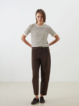 Bisiklet Yaka ?izgili Kad?n Triko Kazak