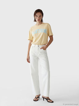 Santorini Bask?l? Oversize Kad?n Ti??rt