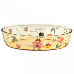 Машины мечты Форма стеклянная для запекания 1,5л, 25,8х18,3см h6см, овальная, боросиликатное стекло, с деколью, цвет - медовый (Китай)