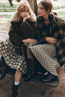 CHECK WOOL BLEND COAT ZW COLLECTION LIMITED EDITION