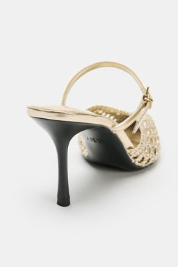 ZAPATO TAC?N METALIZADO EFECTO TRENZADO / Oro