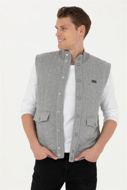 Мужской серый меланжевый вязаный кардиган