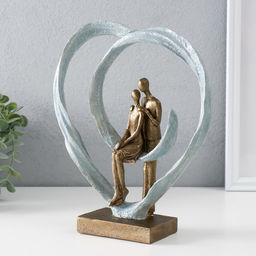 Фигурка полистоун Абстракция. Парочка в сердце, бронза, серебро, 23?7?26 см