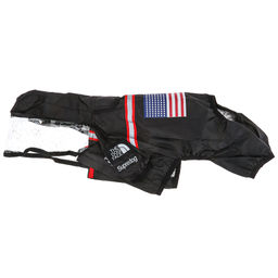 Пэт тойс (Pet toys) Одежда для собаки Комбинезон The dog face прозрачный ПВХ капюшон, с принтом, на липучке, светоотражающие полоски, р-р M, длина спинки 29см/обхват груди 48см/обхват шеи 34см, цвет-черный, плащевка (Китай) - Домашняя мода фото 4