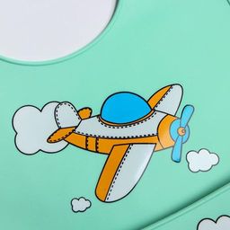 Нагрудник для кормления Самолет силиконовый с карманом, цвет бирюзовый - Крошка я фото 3