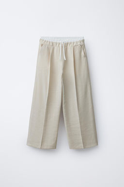 DOUBLE WAISTBAND WIDE-LEG TROUSERS