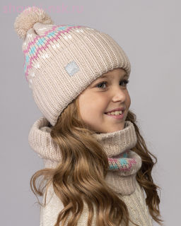 Q 155 D 155 Комплект для девочки флис (колпак+снуд) (52-54)