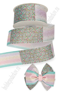 Лента репсовая 4 см*25 ярд с рисунком "Ассорти" SF-7479, №2