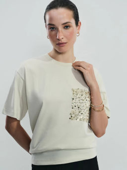 Футболка из хлопка с декоративным карманом / Zarina