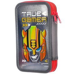 Пенал каркасный с эффектом металлик, 2 секции, 12.5×20.5×4 см, ламинированный картон, «Трансформеры»
