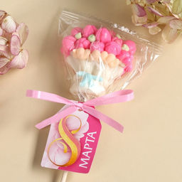 Леденец на палочке 8 марта, цветы, 30 г - Фабрика счастья фото 4
