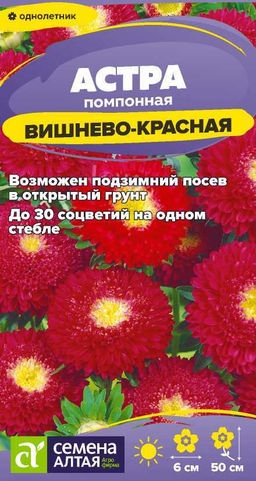 Цветы Астра Помпонная Вишнево-Красная/Сем Алт/цп 0,2 гр.