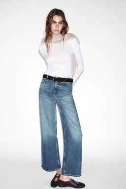 Z.10 HIGH-WAIST BELTED CULOTTES JEANS - Zara фото 11