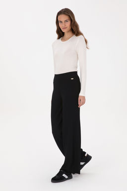 KadДn Siyah Loose Fit Triko Pantolon