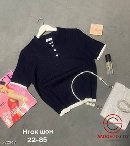 Футболка женская поло на пуговицах