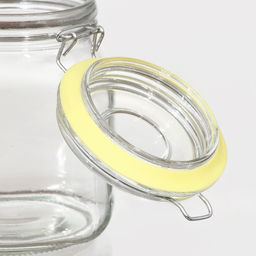 Банка для сыпучих «Радуга», 900 мл, 12×11×15 см, стекло, с бугельным замком, МИКС