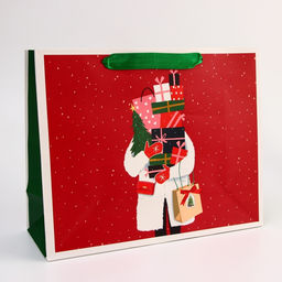 Пакет подарочный новогодний ламинированный "Вся в подарках", 32 х 26 х 12 см.