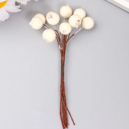 Цена за 10 шт. Декор для творчества «Ягодки белые», 1 букет=10 ягод, d=1 см, 10 см