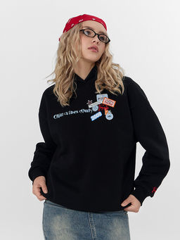 Теплое худи женское черное с начесом