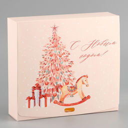 Цена за 3 шт. Коробка подарочная новогодняя складная «Новогодние игрушки», 20 х 18 х 5 см, Новый год