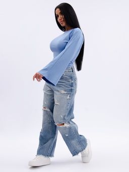 Лонгслив "Аида 3" голубой, кулирка с лайкрой