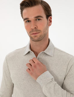 Ta_ Regular Fit Pamuk Kar___ml_ Polo Yaka Sweatshirt