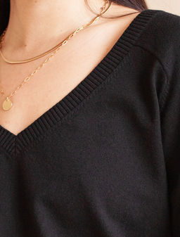 VILATTE / Базовый джемпер тонкой вязки из хлопка с нейлоном  фото 2