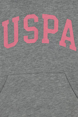 U. S. Polo Assn Серый меланжевый базовый свитшот с капюшоном для девочек - U.s. polo assn фото 8