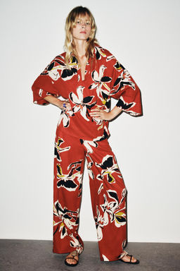 FLORAL PRINT LINEN BLEND SHIRT