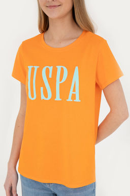 Женская оранжевая футболка с круглым вырезом - U.s. polo assn фото 13