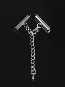 Цена за 2 шт. Концевик для браслета из бисера (пара) 20 мм, с цепочкой удлинителем, цвет серебро