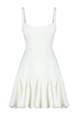 TRENDYOLMILLA Bridal Ekru A-Kesim Astarl? Korse Detayl? Biyeli Dokuma K?sa Abiye Gece Elbise TPRSS23EL00251  фото 10