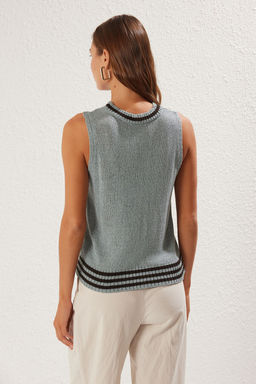 Mint Renk Bloklu Bisiklet Yaka Ince Bluz TWOSS25BZ00343 - Trendyolmilla фото 6