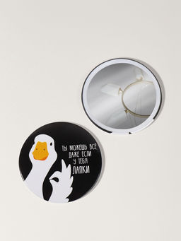 Цена за 3 шт. Зеркало карманное «Гусь», d=7 см, чёрное