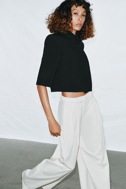 BLAZER CROPPED MANGA CORTA ZW COLLECTION / Negro - Zara фото 5