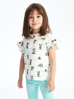 Bisiklet Yaka Minnie Mouse Bask?l? K?z Bebek Bluz ve Tayt 2li Tak?m