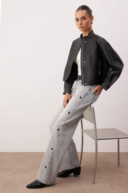 Gri Normal Bel Wide Leg Jeans TWOAW26JE00262 - Trendyolmilla фото 2