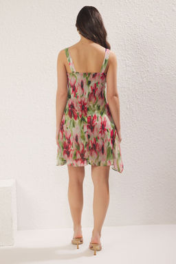 Cok Renkli Soyut A Kesim F?rf?rl? Sifon Ucus Ucus Dokuma Mini Elbise TWOSS25EL00567 - Trendyolmilla фото 4